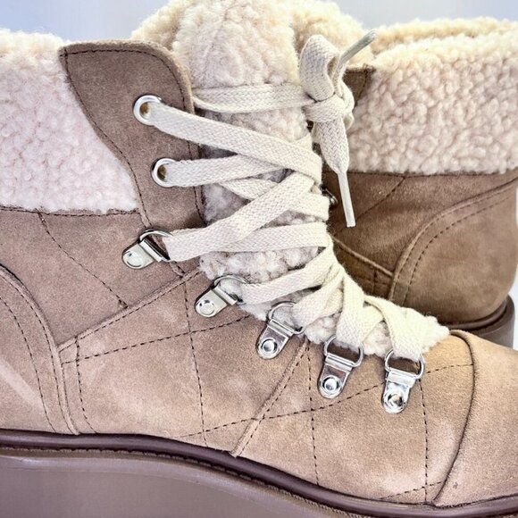 Steve Madden Reyen Platform Boot Women's Size 7.5 in Oatmeal Suede Chunky Sole - Picture 7 of 16